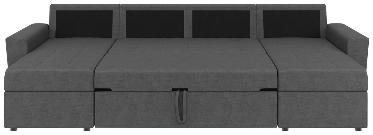 WOHNLANDSCHAFT TERMOLI in Jacquard Grau  - Schwarz/Grau, Design, Kunststoff/Textil (155/296/155cm) - MID.YOU