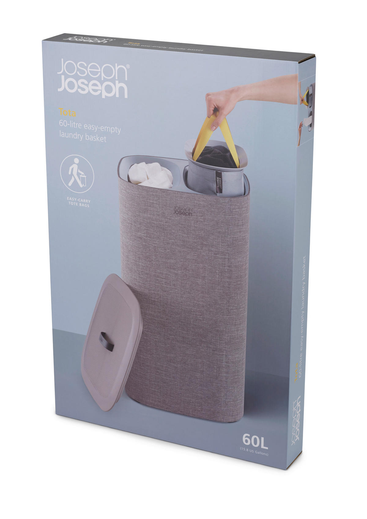 KOŠ ZA PERILO - siva, Basics, umetna masa/tekstil (39,5/71/39,5cm) - Joseph Joseph