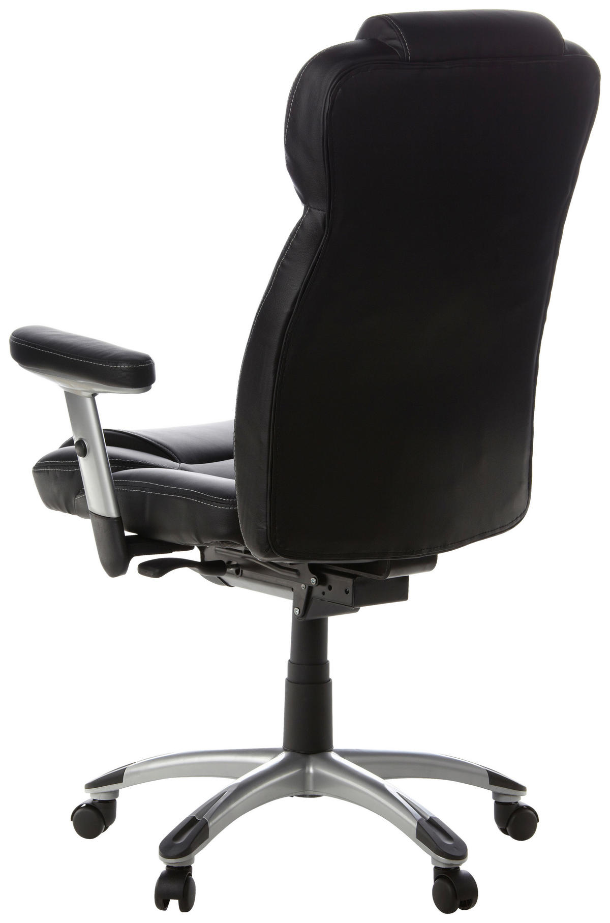 CHEFSESSEL  in Lederlook Schwarz, Silberfarben  - Silberfarben/Schwarz, MODERN, Kunststoff/Textil (63/131/53cm) - MID.YOU