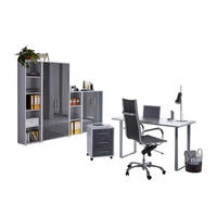BÜRO erweiterbar, abschließbar Grau, Anthrazit Hochglanz - Anthrazit Hochglanz/Grau, MODERN, Holzwerkstoff/Metall - MID.YOU