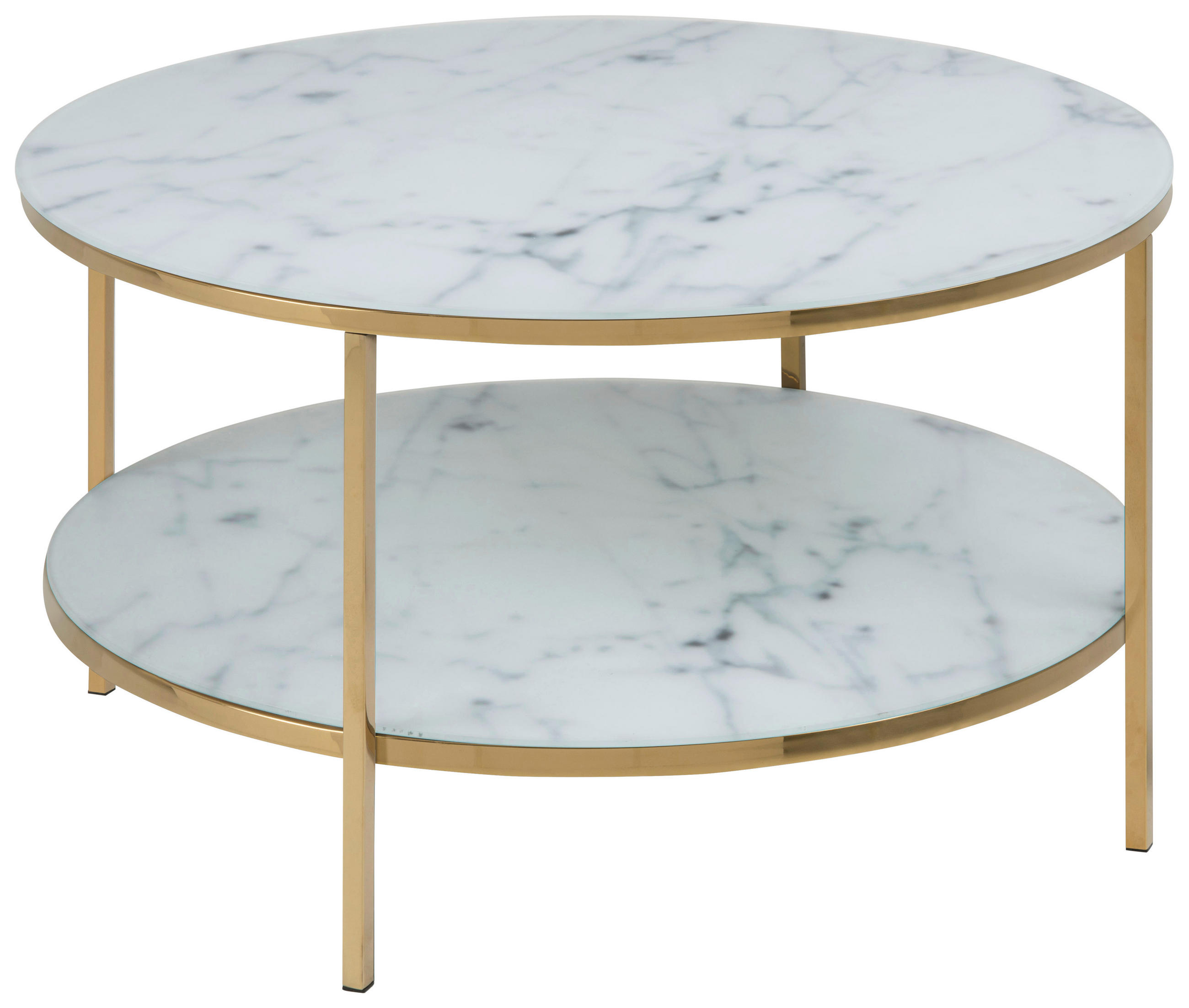 Livetastic Couchtisch Marmor Weiß, Gold 80x45x80 cm