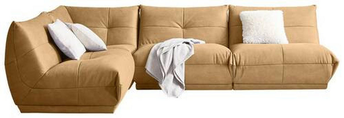 ECKSOFA in Lederlook Hellbraun  - Hellbraun, Trend, Textil (210/315cm) - Livetastic