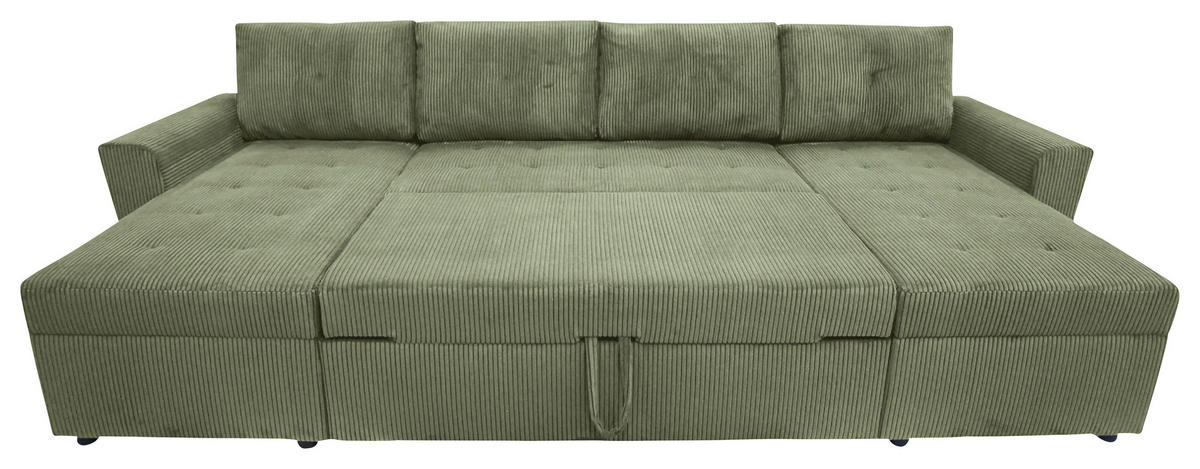 WOHNLANDSCHAFT TERMOLI Mintgrün Cord  - Schwarz/Mintgrün, Design, Kunststoff/Textil (155/296/155cm) - MID.YOU