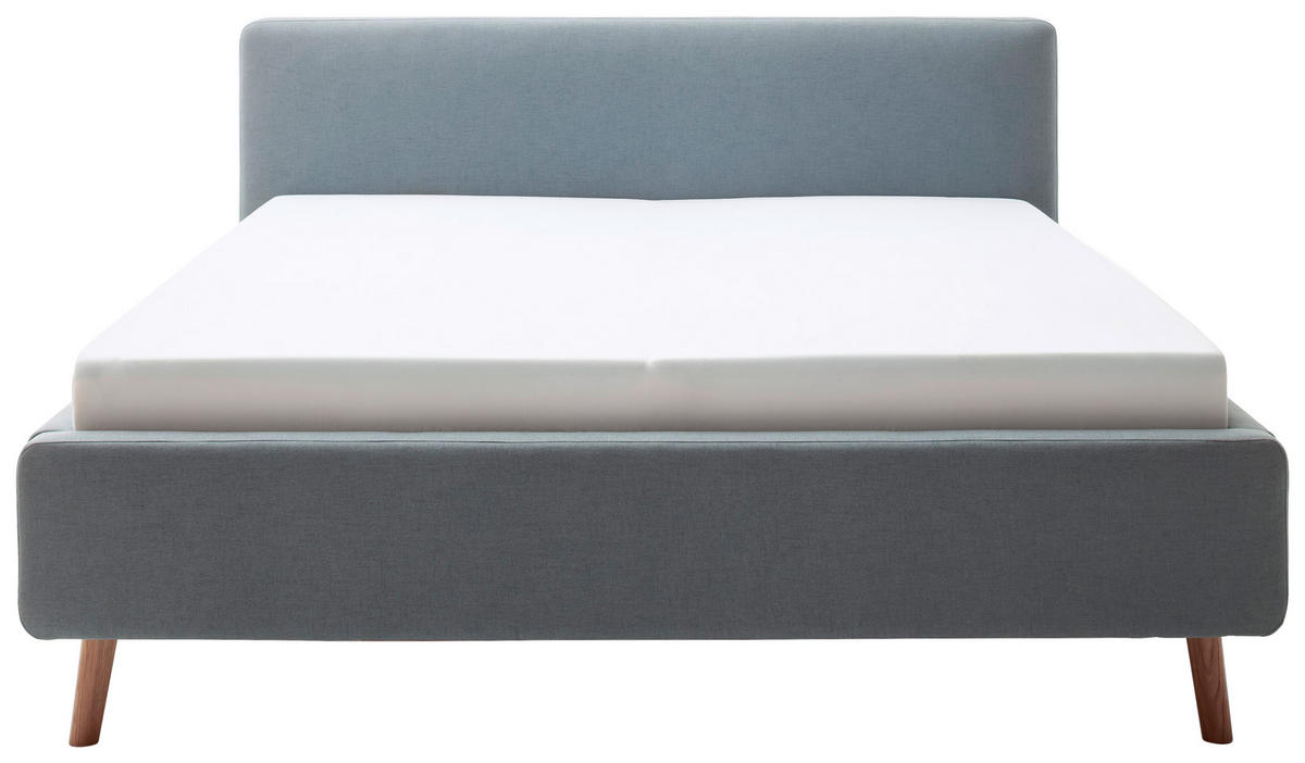 POLSTERBETT 180/200 cm  in Hellblau  - Eichefarben/Hellblau, Design, Holz/Textil (180/200cm) - Livetastic