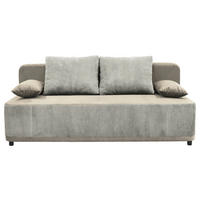 SCHLAFSOFA Velours Creme Querschläfer  inkl. Rückenkissen, Armlehnenkissen, Bettkasten  - Creme/Schwarz, Design, Kunststoff/Textil (197/90/83cm) - MID.YOU