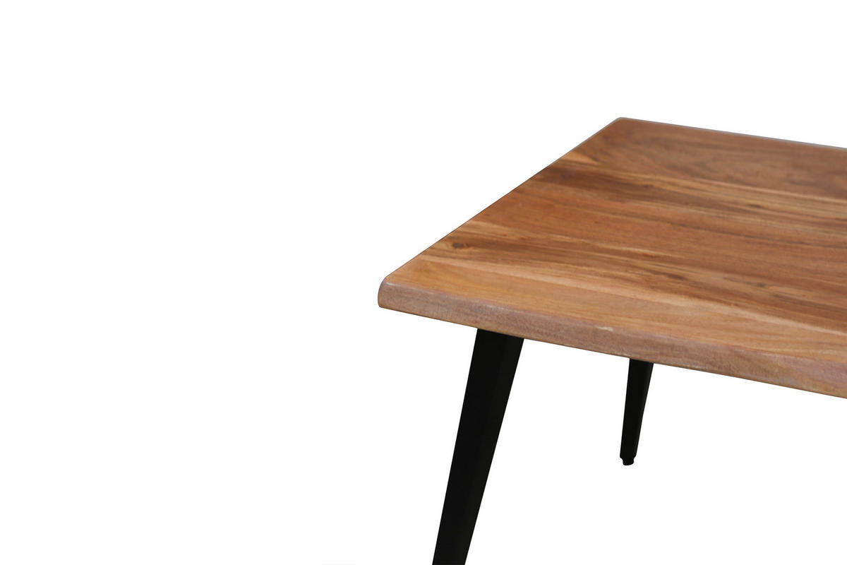 COUCHTISCH Akazie vollmassiv 110/60/45 cm rechteckig Schwarz, Akaziefarben  - Schwarz/Akaziefarben, MODERN, Holz/Metall (110/60/45cm) - MID.YOU