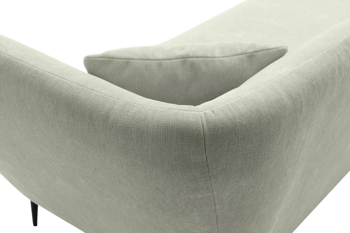 RÉCAMIERE Salbeigrün Chenille Zierkissen, Rücken echt  - Salbeigrün/Schwarz, KONVENTIONELL, Textil/Metall (224/70/97cm) - Hom`in