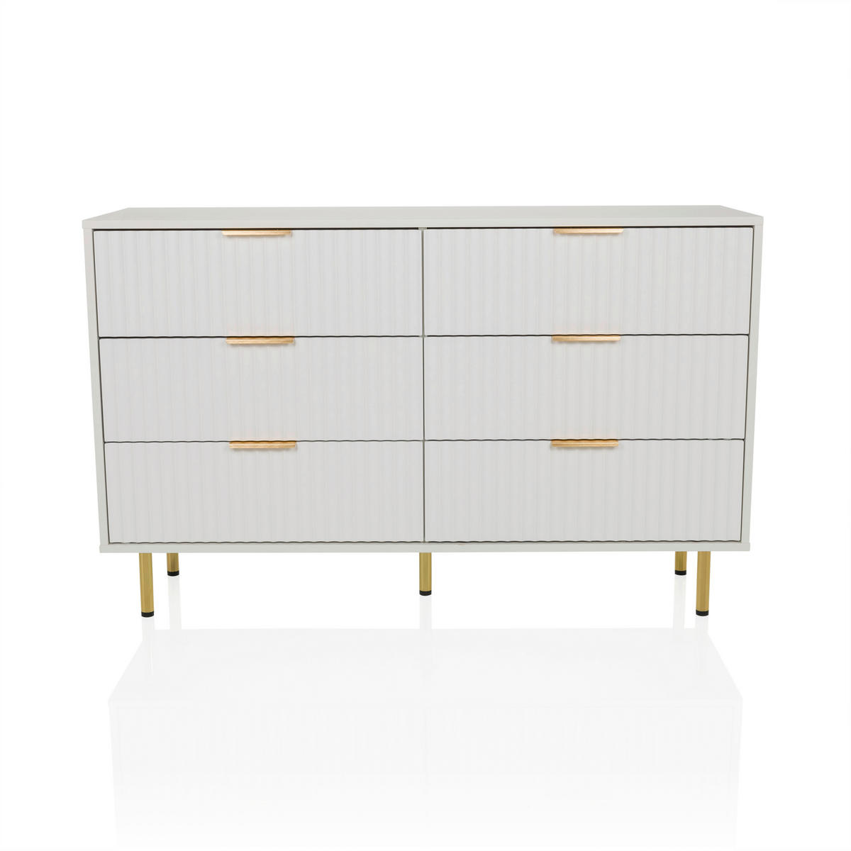 SIDEBOARD  120/75/40 cm 6 Schublade(n)  - Goldfarben/Weiß, MODERN, Holzwerkstoff/Metall (120/75/40cm) - MID.YOU
