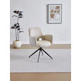 ARMLEHNSTUHL  Sitzfläche 360° drehbar, automatische Rückholfunktion Leinenoptik Echtleder  - Beige/Schwarz, Design, Leder/Textil (60/85/62cm) - Dieter Knoll