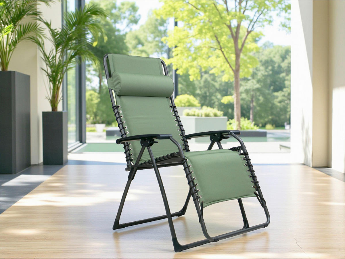 GARTEN-RELAXSESSEL 66/120/65 cm  - Anthrazit/Grün, Basics, Textil/Metall (66/120/65cm)