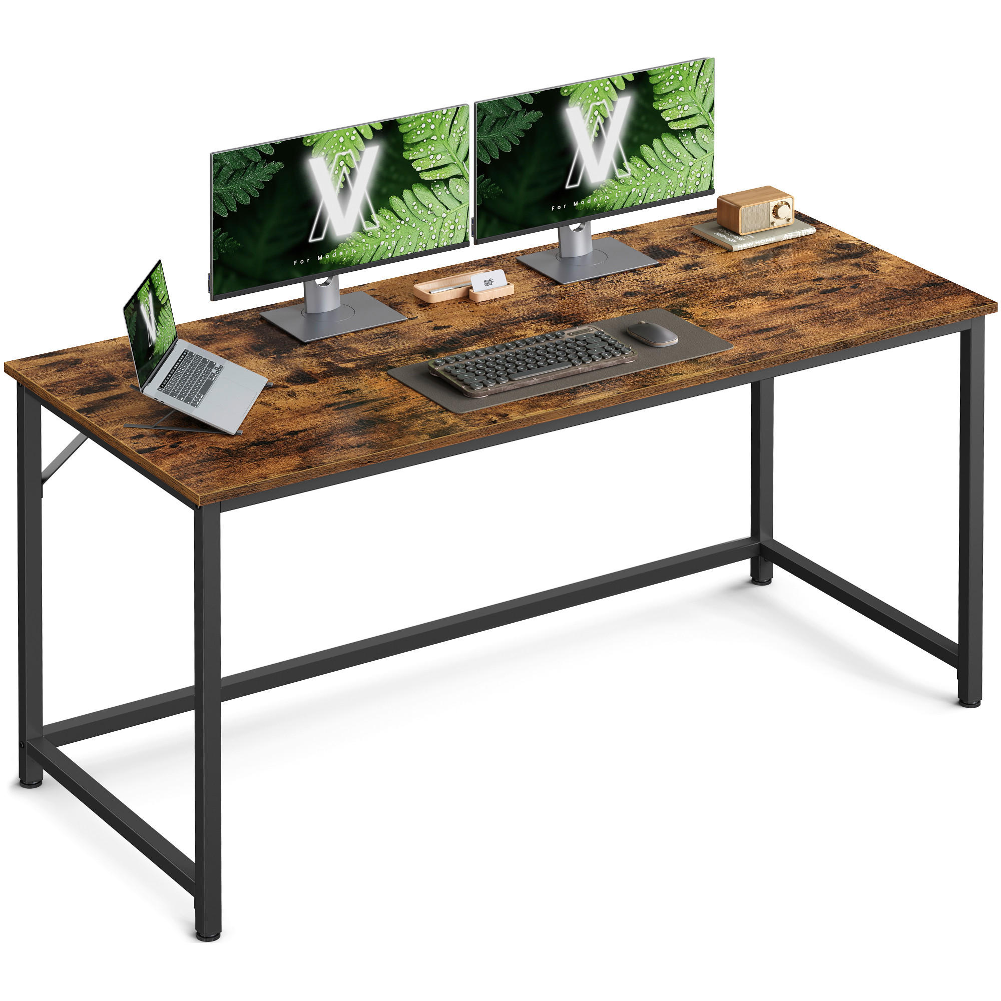 COMPUTERTISCH 135/60/75 cm Braun, Schwarz höhenverstellbar  - Schwarz/Braun, MODERN, Holzwerkstoff/Metall (135/60/75cm) - MID.YOU