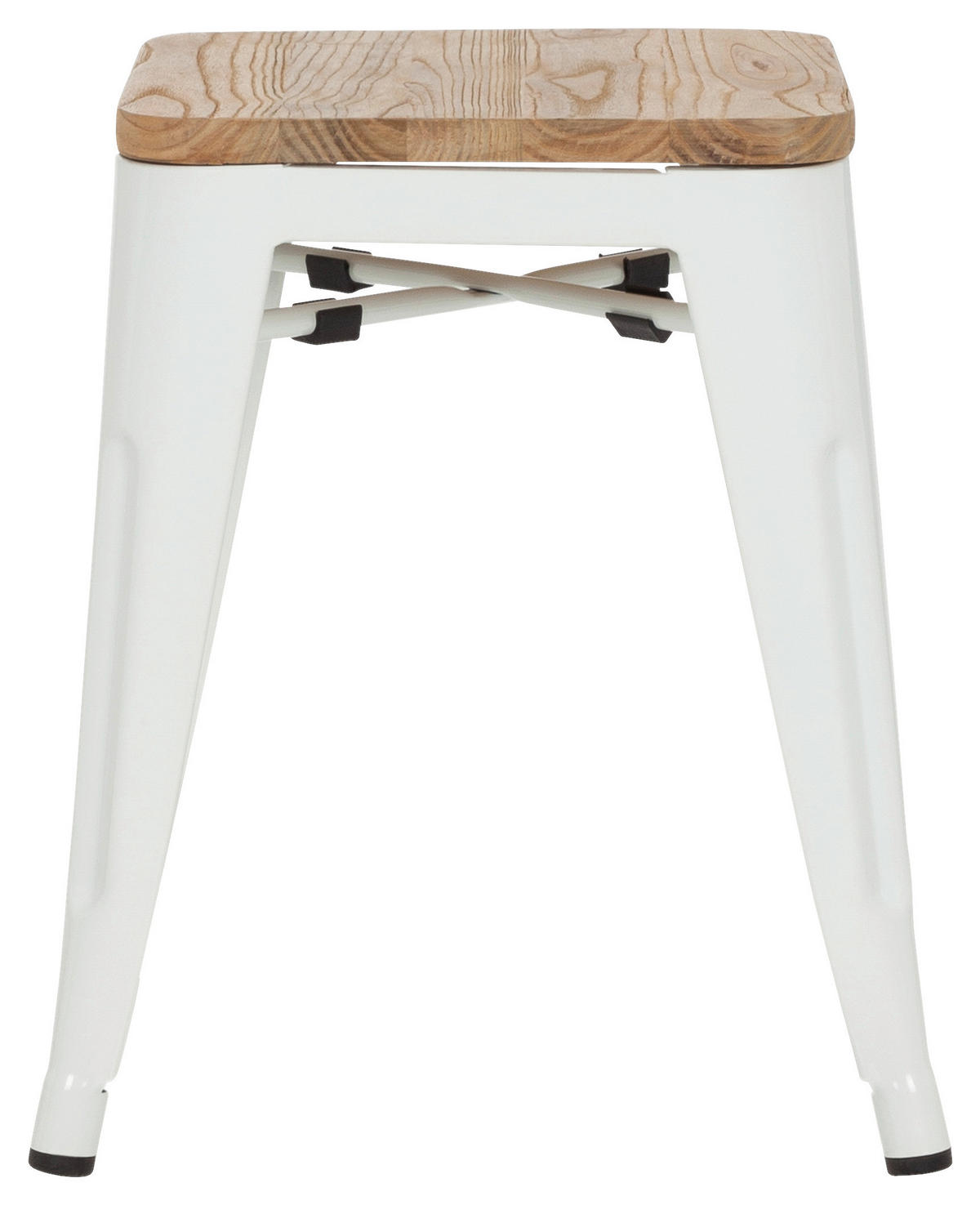HOCKER Ulme Braun, Weiß  - Braun/Weiß, Basics, Holz/Metall (39/46/39cm) - MID.YOU