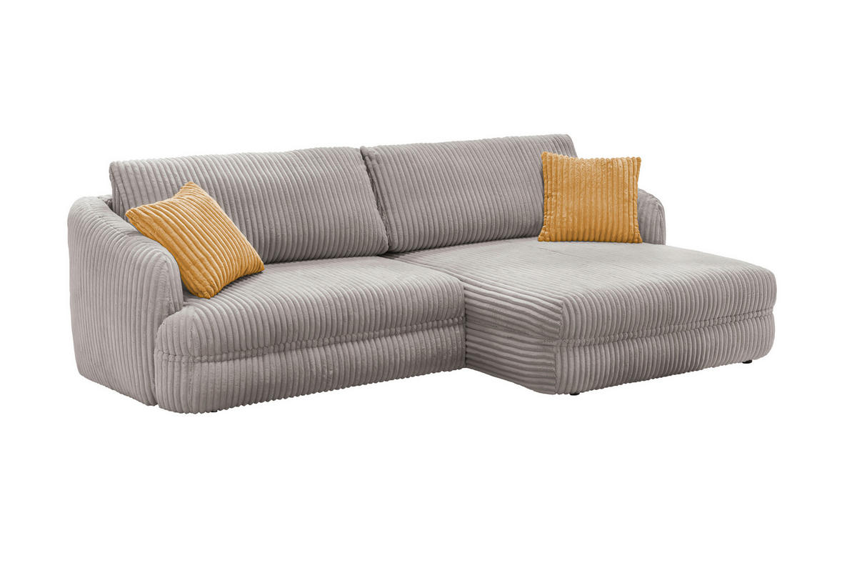 ECKSOFA LUSH Hellbraun Cord  - Hellbraun/Gelb, Design, Kunststoff/Textil (284/161cm) - Livetastic