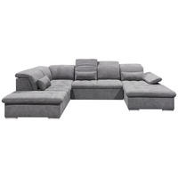 WOHNLANDSCHAFT in Mikrovelours Grau  - Dunkelgrau/Silberfarben, KONVENTIONELL, Kunststoff/Textil (240/340/188cm) - MID.YOU