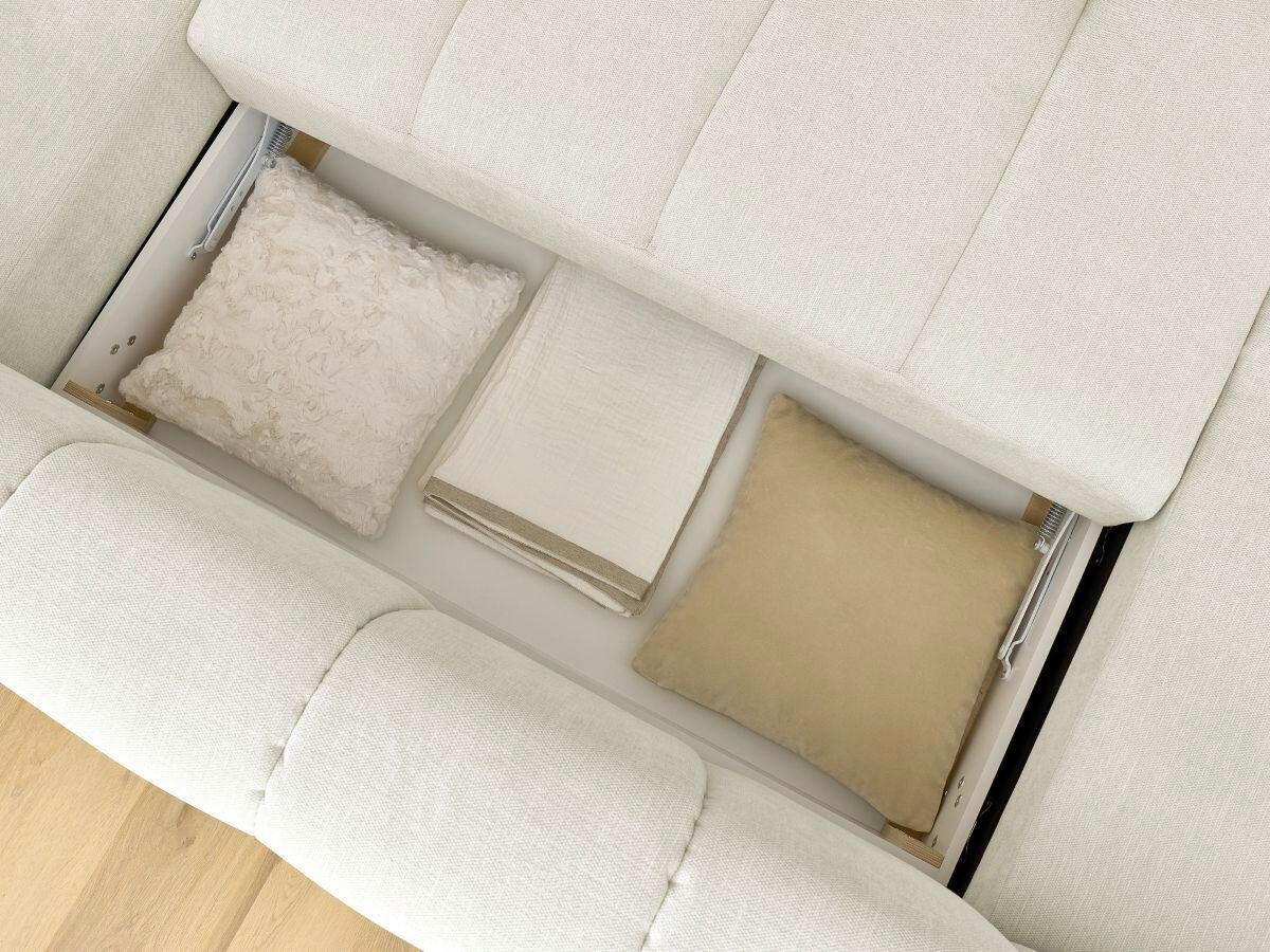WOHNLANDSCHAFT  FUJI  Beige Leinenoptik  - Beige/Schwarz, MODERN, Kunststoff/Textil (160/377/204cm)