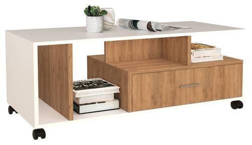COUCHTISCH in Holzwerkstoff 112/50/42 cm  - Eichefarben/Weiß, MODERN, Holzwerkstoff/Kunststoff (112/50/42cm) - MID.YOU