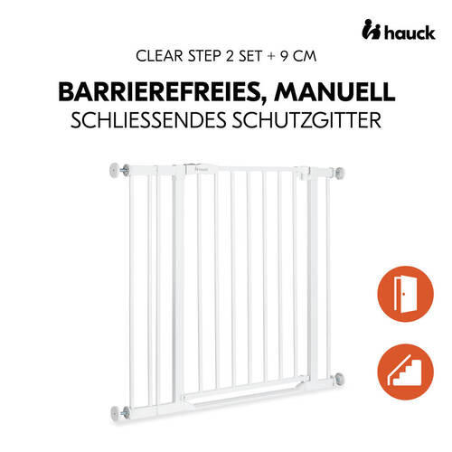 Thumbnail - Hauck Treppenschutzgitter Clear Step 2 Set, Weiß, Metall, Kunststoff, 84 - 89x77 cm, Verlängerung inklusive, erhältlich,...