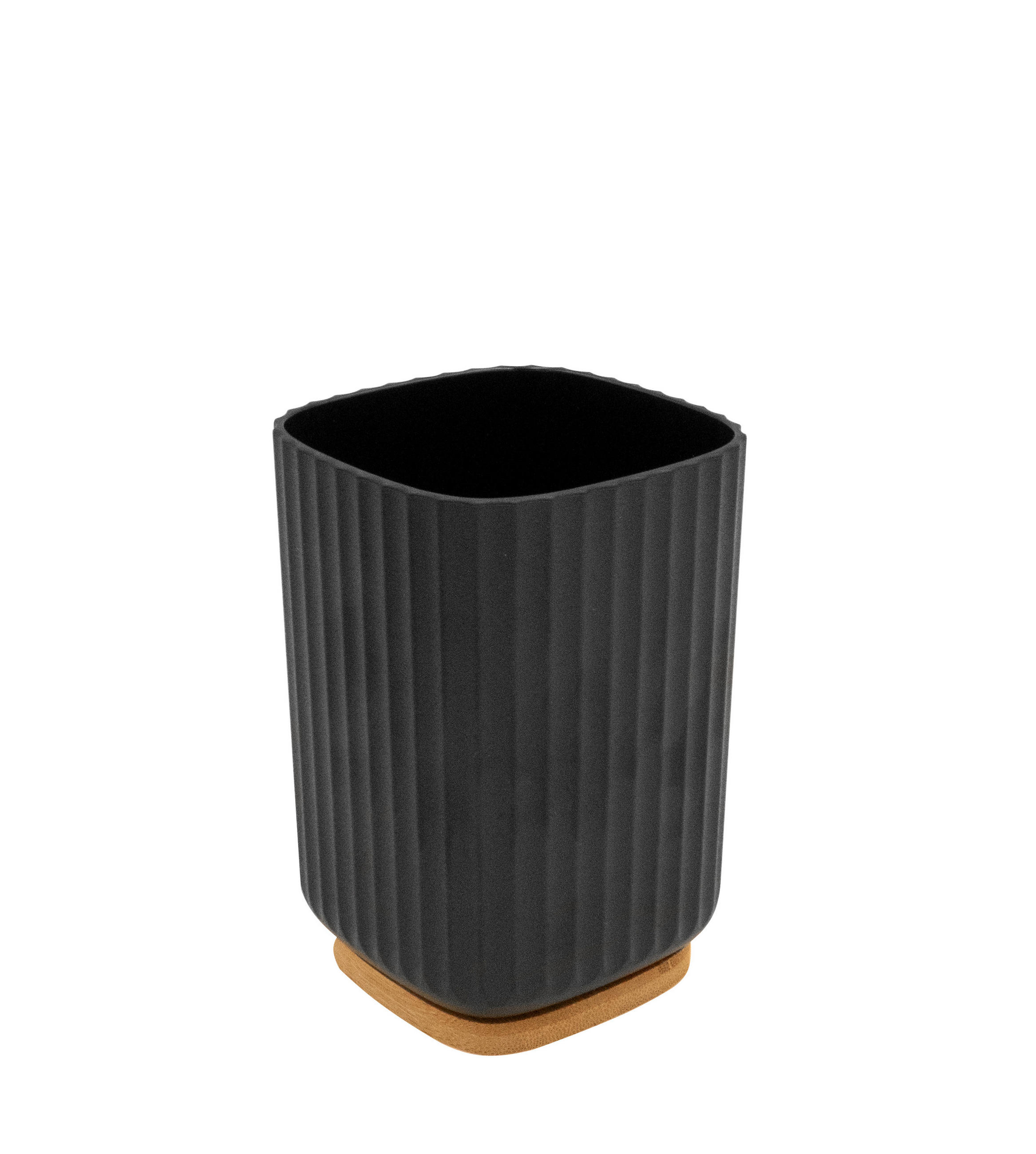 ZAHNPUTZBECHER Kunststoff, Naturmaterialien - Schwarz, Basics, Naturmaterialien/Kunststoff (7,6/11/7,6cm) - Sadena