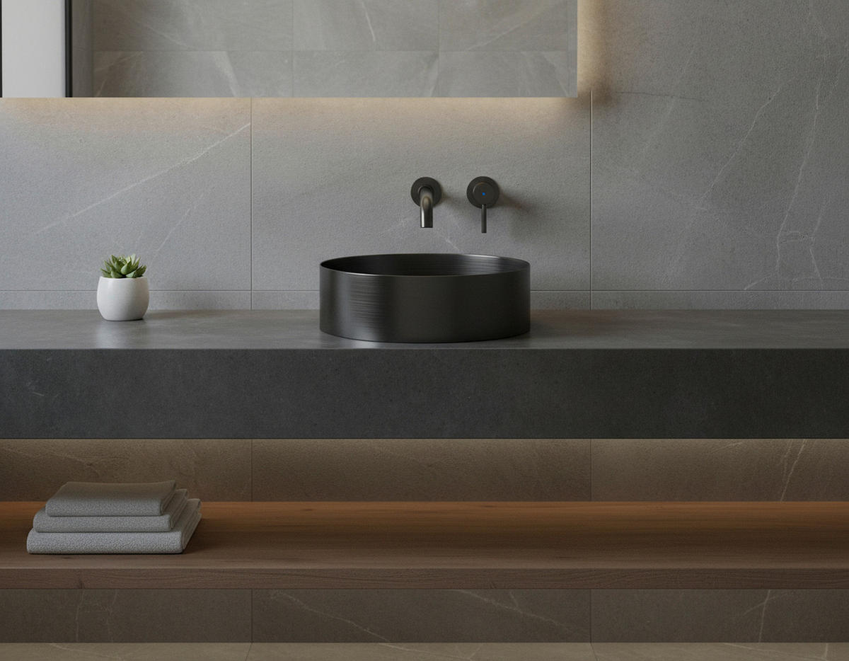 WASCHBECKEN 30/11/30 cm  - Graphitfarben, MODERN, Metall (30/11/30cm)