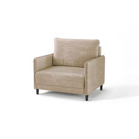 SCHLAFSESSEL ELBA Velours Hellbraun    - Hellbraun/Schwarz, Design, Holz/Textil (90/95/95cm) - MID.YOU