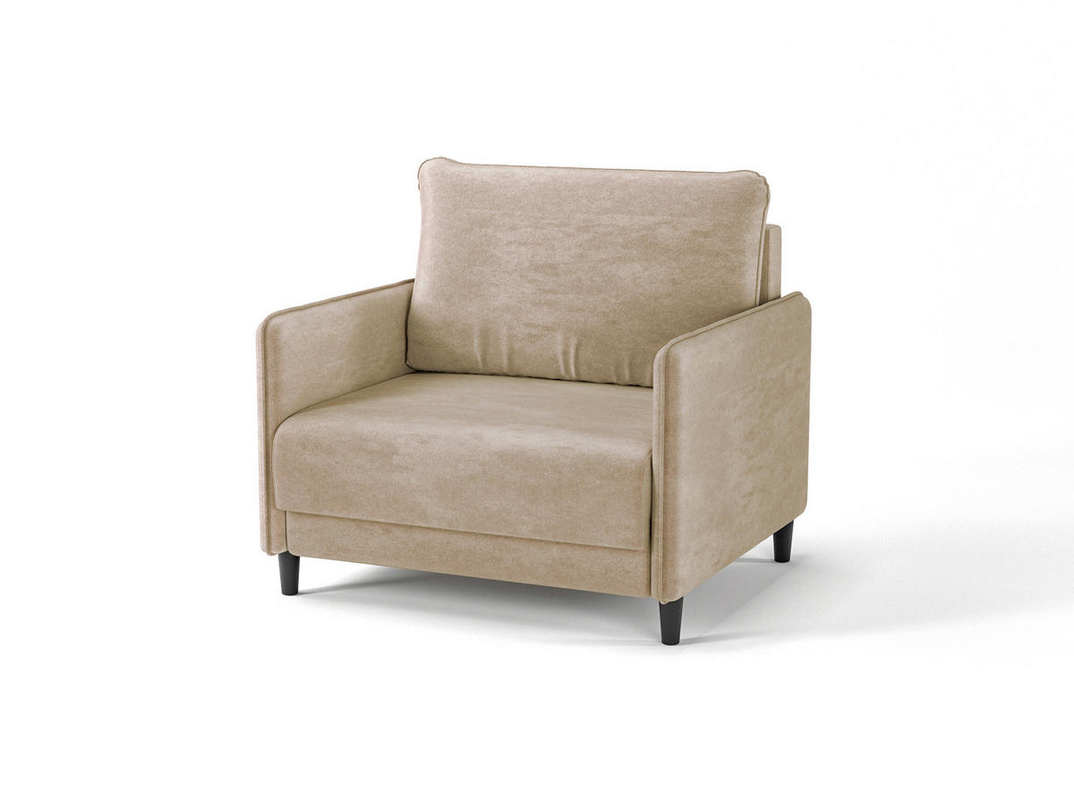 SCHLAFSESSEL ELBA Velours Hellbraun    - Hellbraun/Schwarz, Design, Holz/Textil (90/95/95cm) - MID.YOU