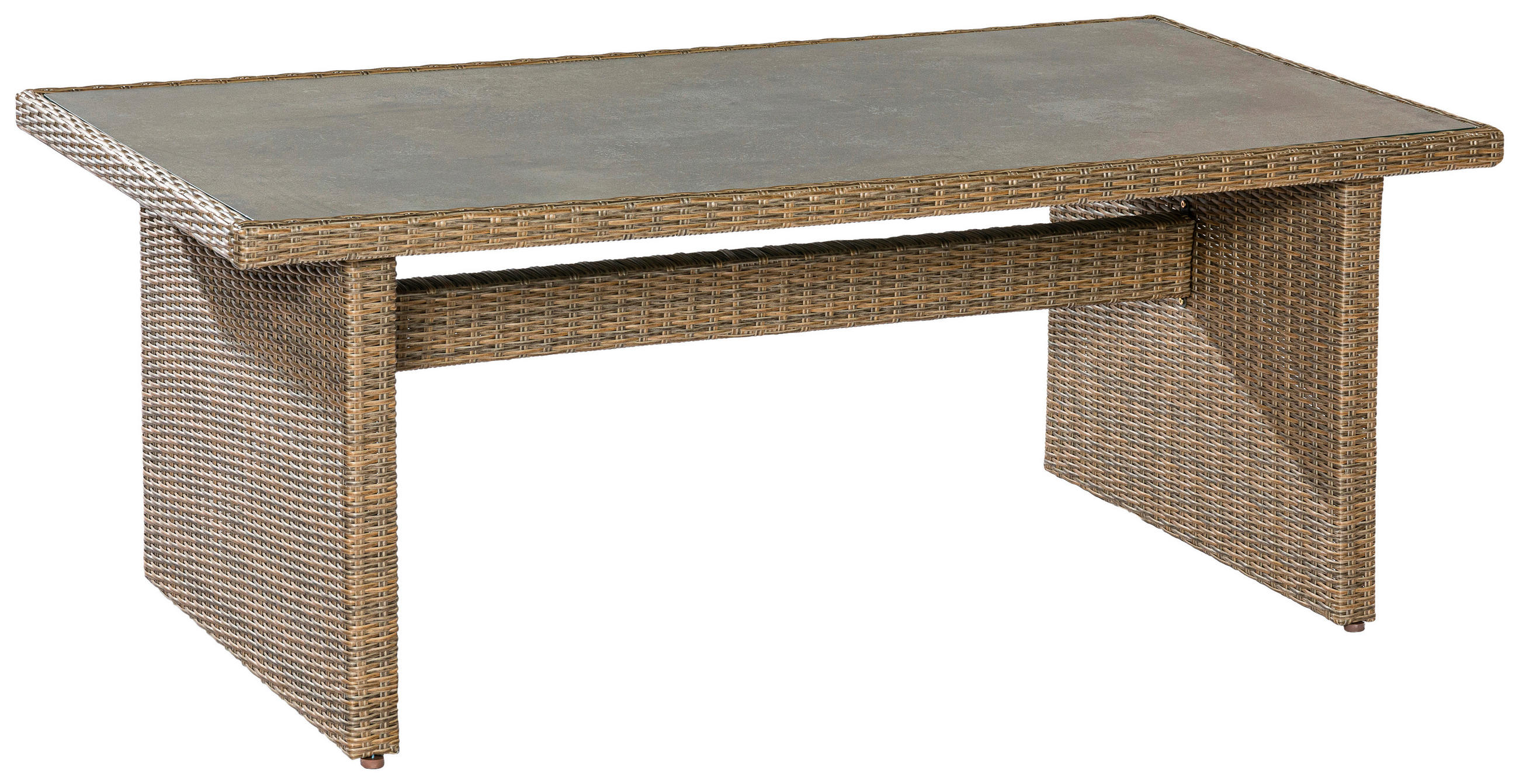 GARTENTISCH Metall, Kunststoff, Glas Schieferfarben, Beige rechteckig  - Schieferfarben/Beige, KONVENTIONELL, Glas/Kunststoff (200/100/74cm) - Gardenson