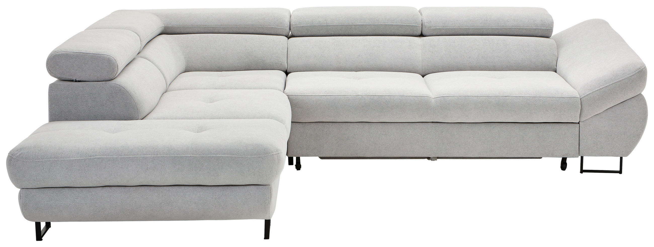 ECKSOFA Hellgrau Webstoff  - Hellgrau/Schwarz, Design, Textil/Metall (235/280cm) - Hom`in