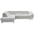 ECKSOFA Hellgrau Webstoff  - Hellgrau/Schwarz, Design, Textil/Metall (235/280cm) - Hom`in