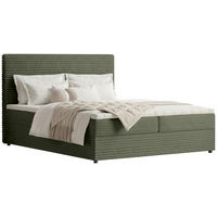 BOXSÄNG 160/200 cm,  i olivgrön, förvaring, bäddmadrass, madrasser, H3 = fast  - olivgrön/svart, Trend, textil/plast (160/200cm) - Boxxx