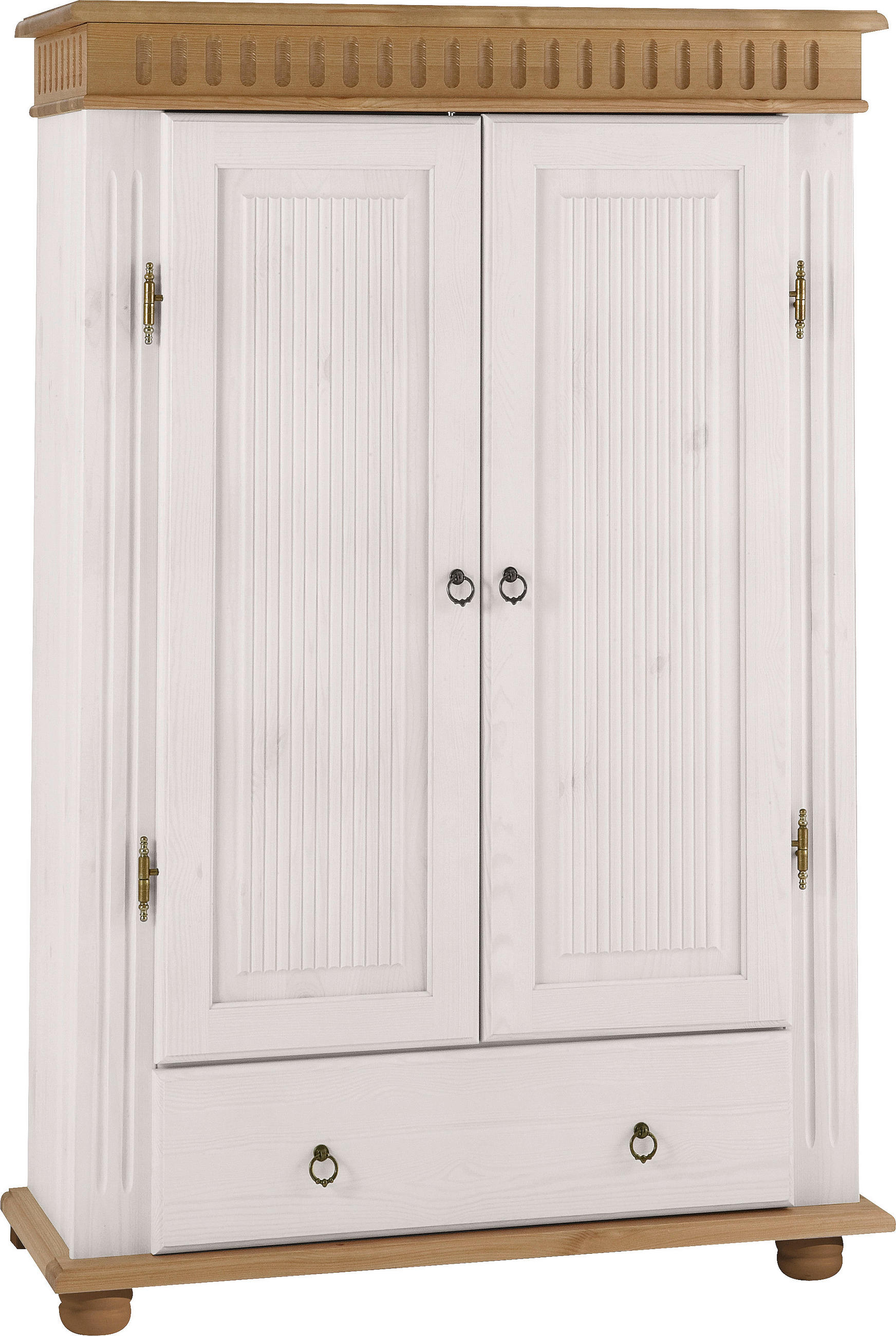 KOMMODE Kiefer massiv Weiß, Kieferfarben - Weiß/Kieferfarben, LIFESTYLE, Holz/Metall (100/147/40cm) - Carryhome