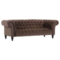 BIGSOFA Samt Dunkelbraun  - Dunkelbraun/Schwarz, Trend, Holz/Textil (230/74/101cm) - Livetastic