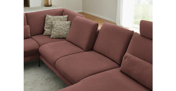 WOHNLANDSCHAFT  in Chenille, Flachgewebe Weinrot  - Weinrot/Schwarz, Design, Textil/Metall (208/344/180cm) - Dieter Knoll