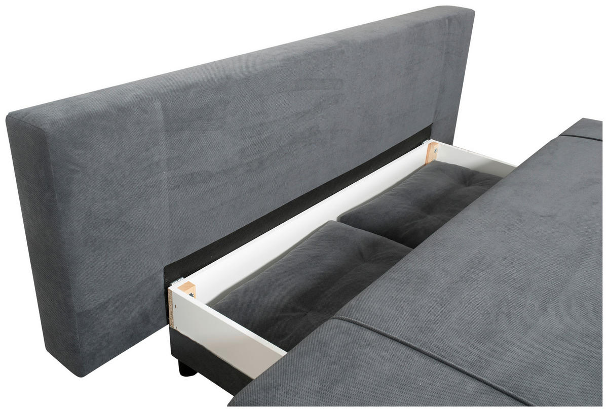 SCHLAFSOFA Webstoff Dunkelgrau  - Dunkelgrau/Schwarz, KONVENTIONELL, Holz/Kunststoff (199/88/88cm) - Carryhome
