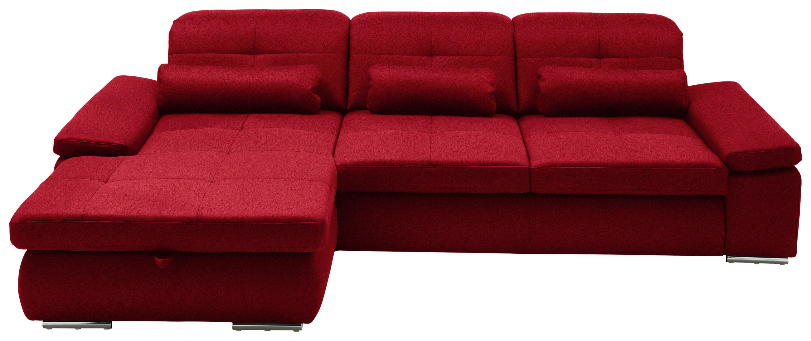 ECKSOFA  in Flachgewebe Rot  195/309 cm  - Chromfarben/Rot, Design, Textil (195/309cm) - Beldomo Style