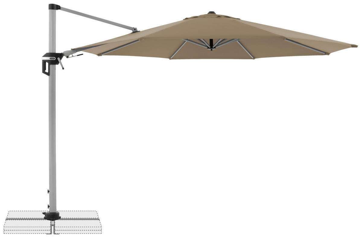 AMPELSCHIRM 370 cm Greige  - Greige/Silberfarben, Basics, Textil/Metall (370cm) - Doppler