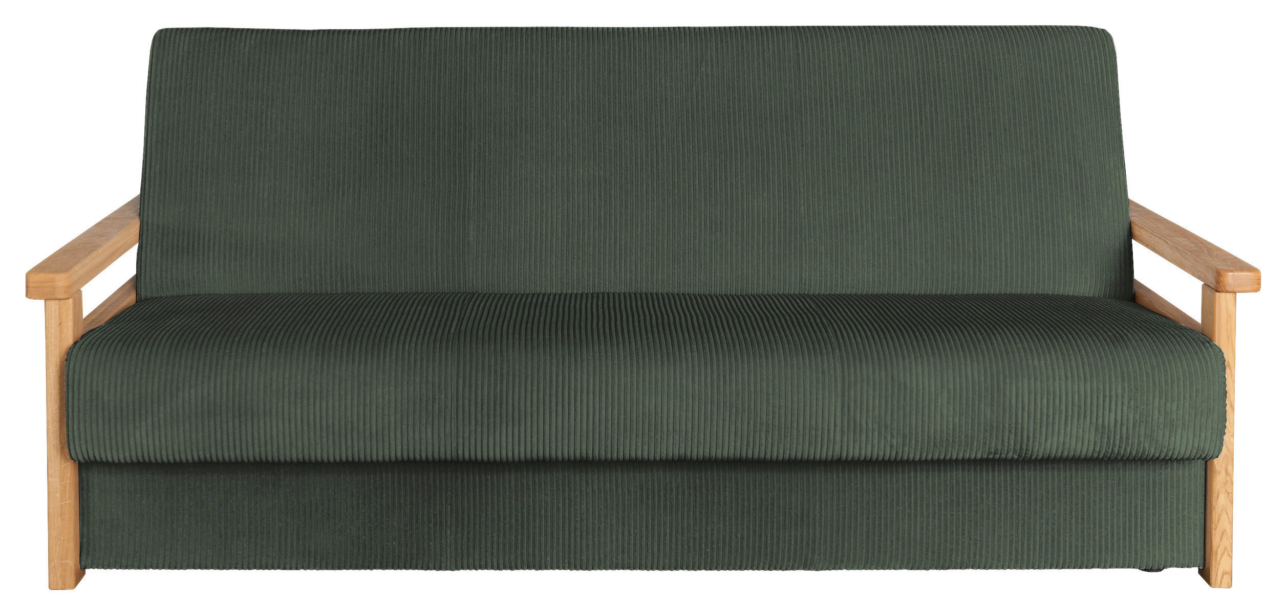 SCHLAFSOFA Webstoff Dunkelgrün  - Dunkelgrün/Naturfarben, Design, Holz/Textil (220/90/90cm) - P & B