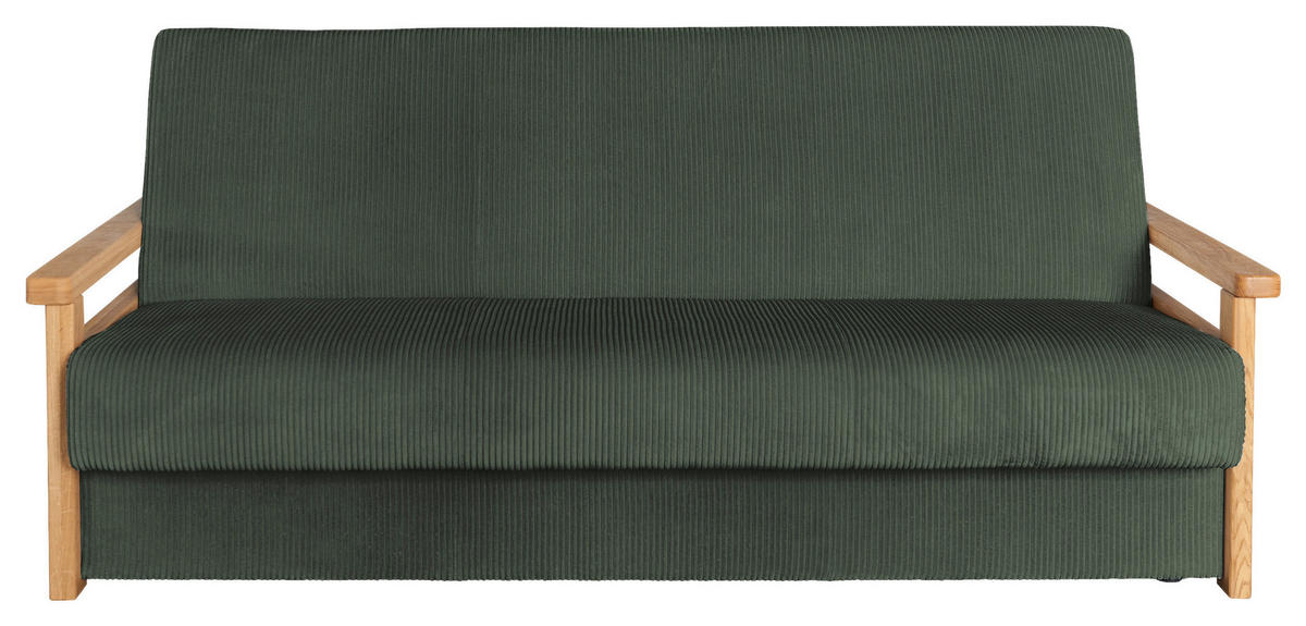 SCHLAFSOFA Webstoff Dunkelgrün  - Dunkelgrün/Naturfarben, Design, Holz/Textil (220/90/90cm) - P & B