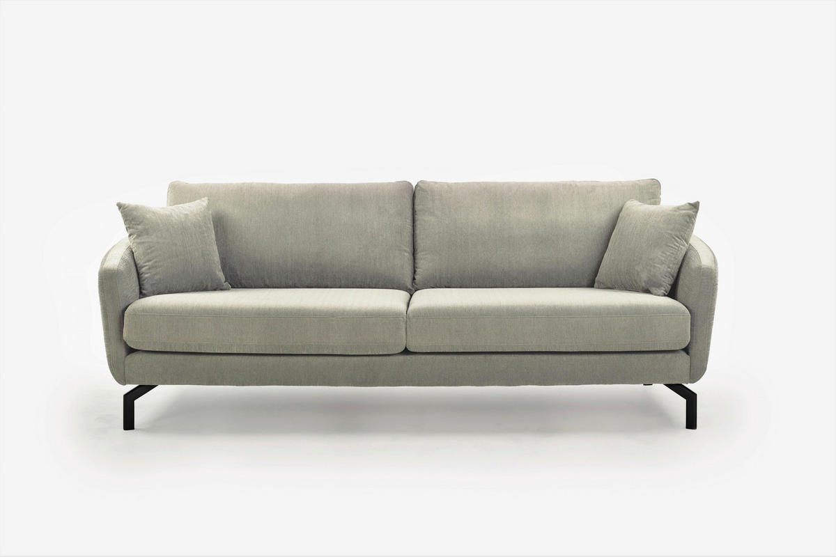 SOFFA i flatväv greige  - greige/svart, Klassisk, metall/trä (230/85/100cm) - Hom`in