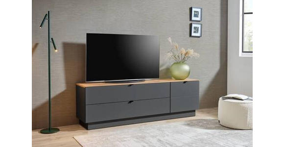 TV-ELEMENT Graphitfarben, Eiche Artisan  140/62/44 cm  - Schwarz/Graphitfarben, MODERN, Holzwerkstoff/Metall (140/62/44cm) - Hom`in