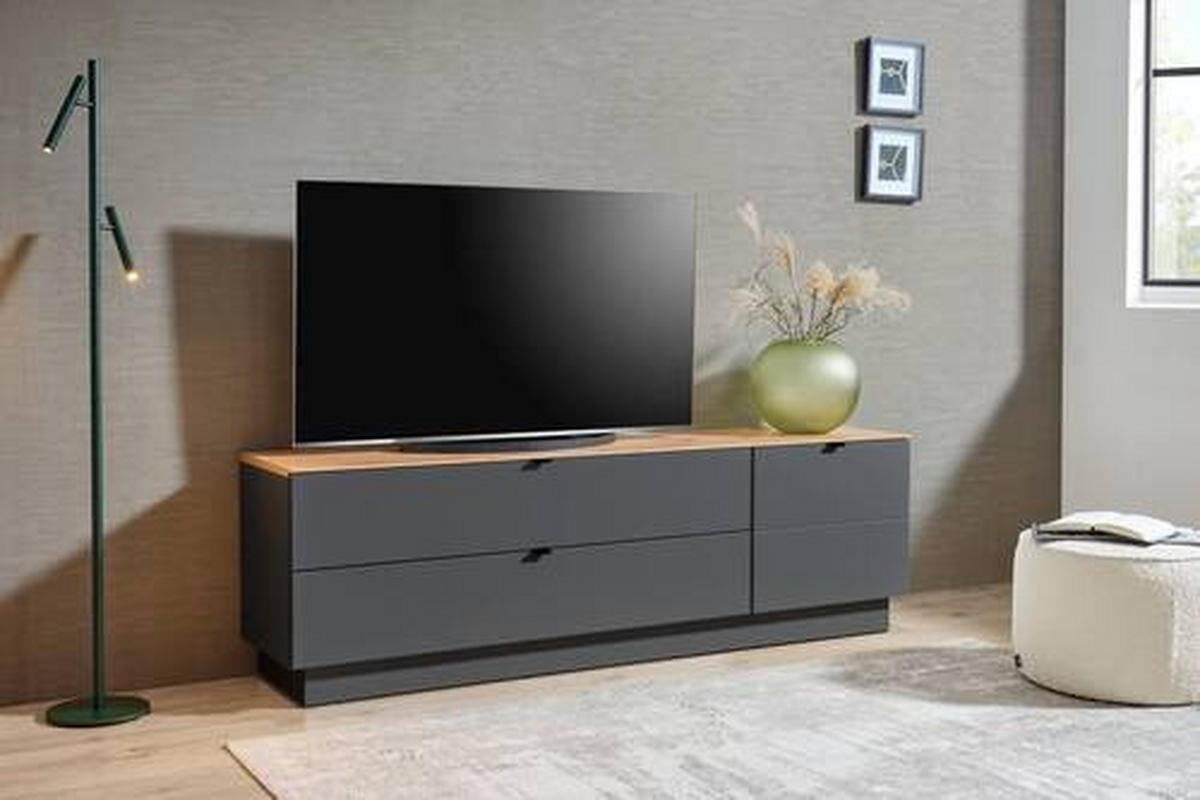 TV-ELEM 140/62/44 cm  - grafitszürke/fekete, Modern, faalapú anyag/fém (140/62/44cm) - Hom`in