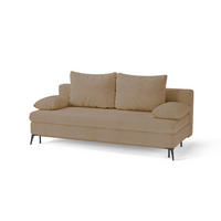 SCHLAFSOFA ROKSOLANA in Cord Hellbraun  - Hellbraun/Schwarz, Design, Textil/Metall (200/75/100cm) - MID.YOU