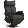 RELAXSESSEL in Leder Anthrazit - Edelstahlfarben/Anthrazit, KONVENTIONELL, Leder/Metall (78/110/81cm) - Cantus