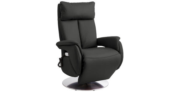 RELAXSESSEL in Leder Anthrazit - Edelstahlfarben/Anthrazit, KONVENTIONELL, Leder/Metall (78/110/81cm) - Cantus