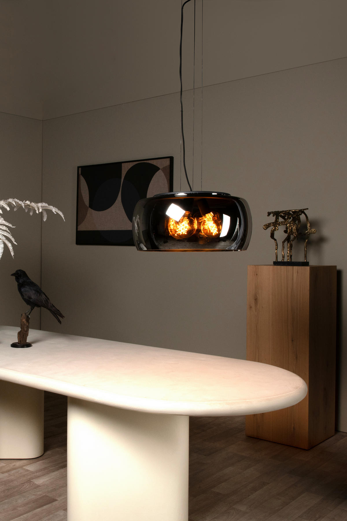 PENDELLEUCHTE 50/50/158 cm  - Schwarz, Trend, Glas (50/50/158cm) - Lucide