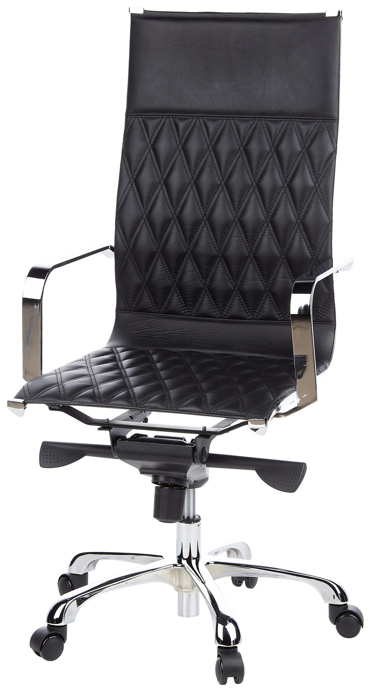 KONFERENČNI STOL usnje črna  - srebrne barve/črna, Moderno, kovina/usnje (62cm) - MID.YOU