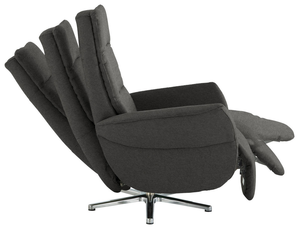 RELAXSESSEL Textil Grau  - Chromfarben/Grau, Design, Textil/Metall (78/113/83cm) - Beldomo Speed