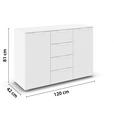 KOMMODE  in 120/81/42 cm  - Weiß, Design, Holzwerkstoff/Metall (120/81/42cm) - Carryhome