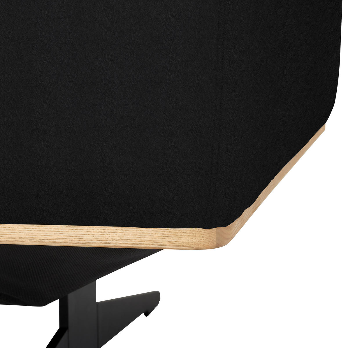 ECKSOFA in Echtleder Schwarz  163/305 cm  - Eichefarben/Schwarz, Design, Leder/Holz (163/305cm) - Novel