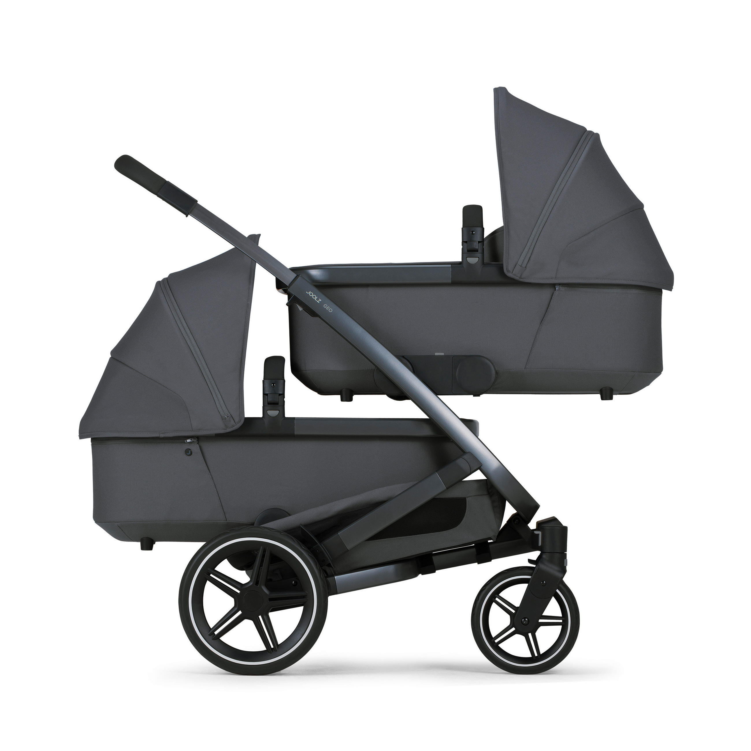 KINDERWAGENSET Geo3 Twin  - Grau, Basics, Textil/Metall (60/92-113/77-105cm) - Joolz