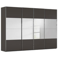 SCHWEBETÜRENSCHRANK 316/235/68 cm 4-türig Graphitfarben  - Chromfarben/Graphitfarben, Design, Glas/Holzwerkstoff (316/235/68cm) - Novel